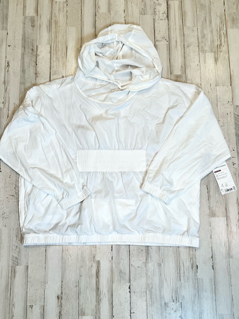Athleta Dispatch Anorak White Hooded Windbreaker Jacket XL NWT